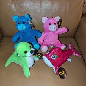 🐲3 FOR $9🦄 Lot of 4 NEW small stuffed animals lovies Dolphin Pig Seal Piglets